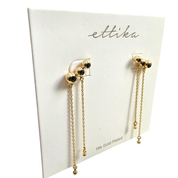 Ettika 18K Gold Plated‎ Emerald City Waterfall Earrings - Picture 4 of 6